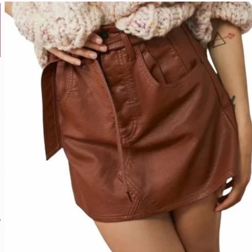 Free People -East of Eden Vegan Leather Mini Skirt. Size 31